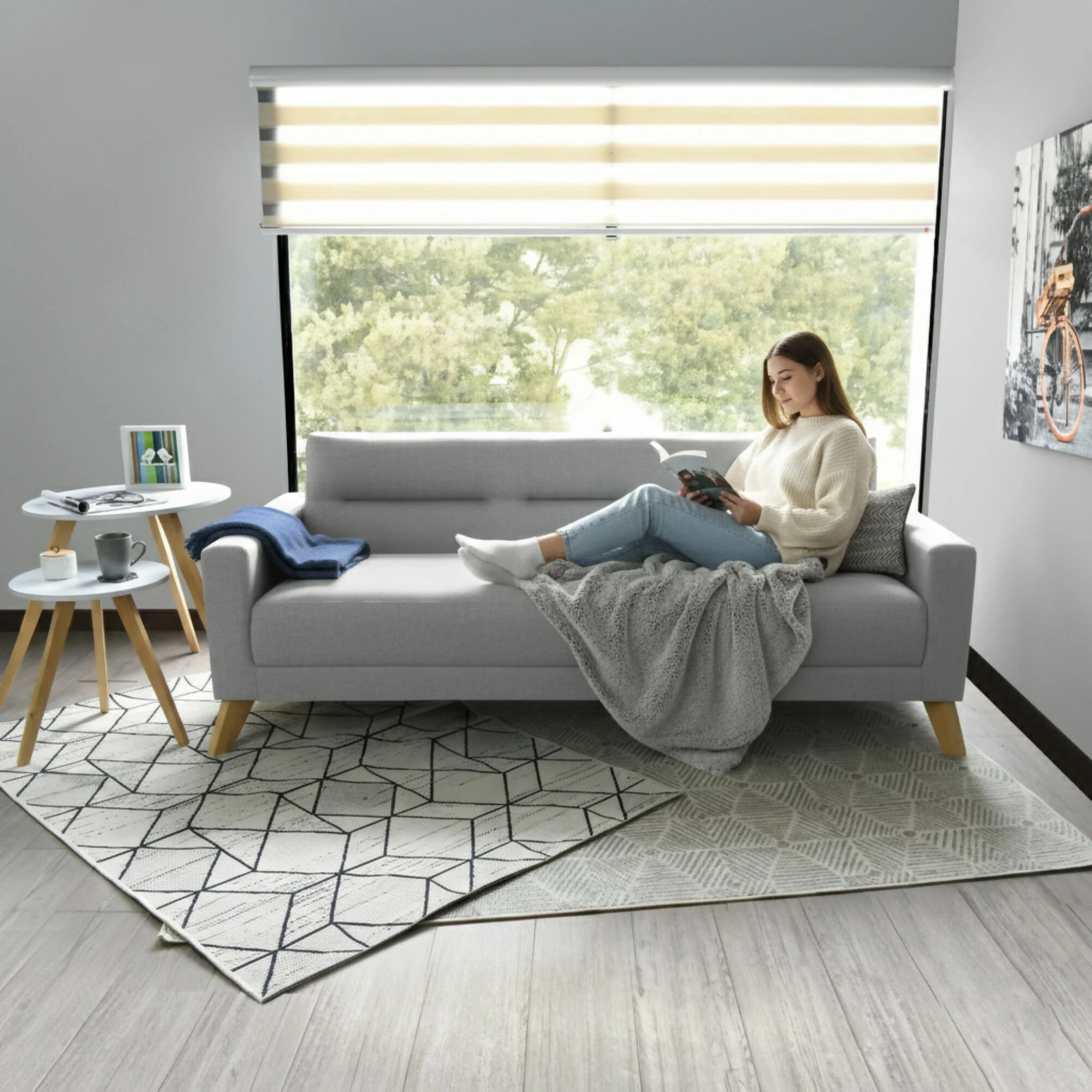 SOFA CAMA 3 POSICIONES SION 206X90X82 TELA PLATA - Image 7