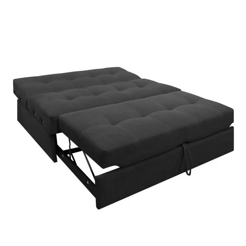 SOFA CAMA ANGELA CON BRAZOS TELA GRIS OSCURO