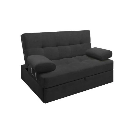 SOFA CAMA ANGELA CON BRAZOS TELA GRIS OSCURO - Image 3