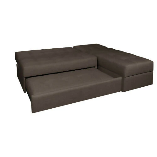 SOFA CAMA ANGELA EN L CON BRAZOS TELA CAFÉ - Image 3