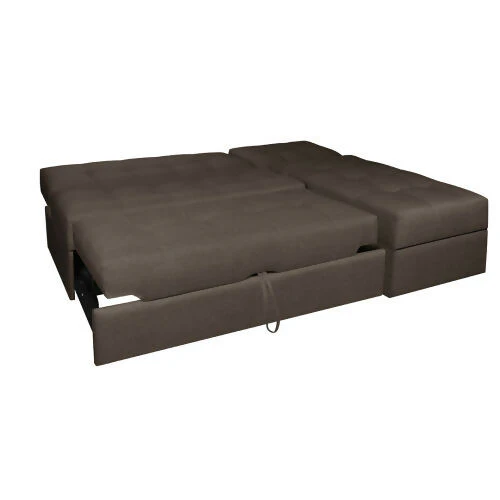 SOFA CAMA ANGELA EN L CON BRAZOS TELA CAFÉ - Image 4