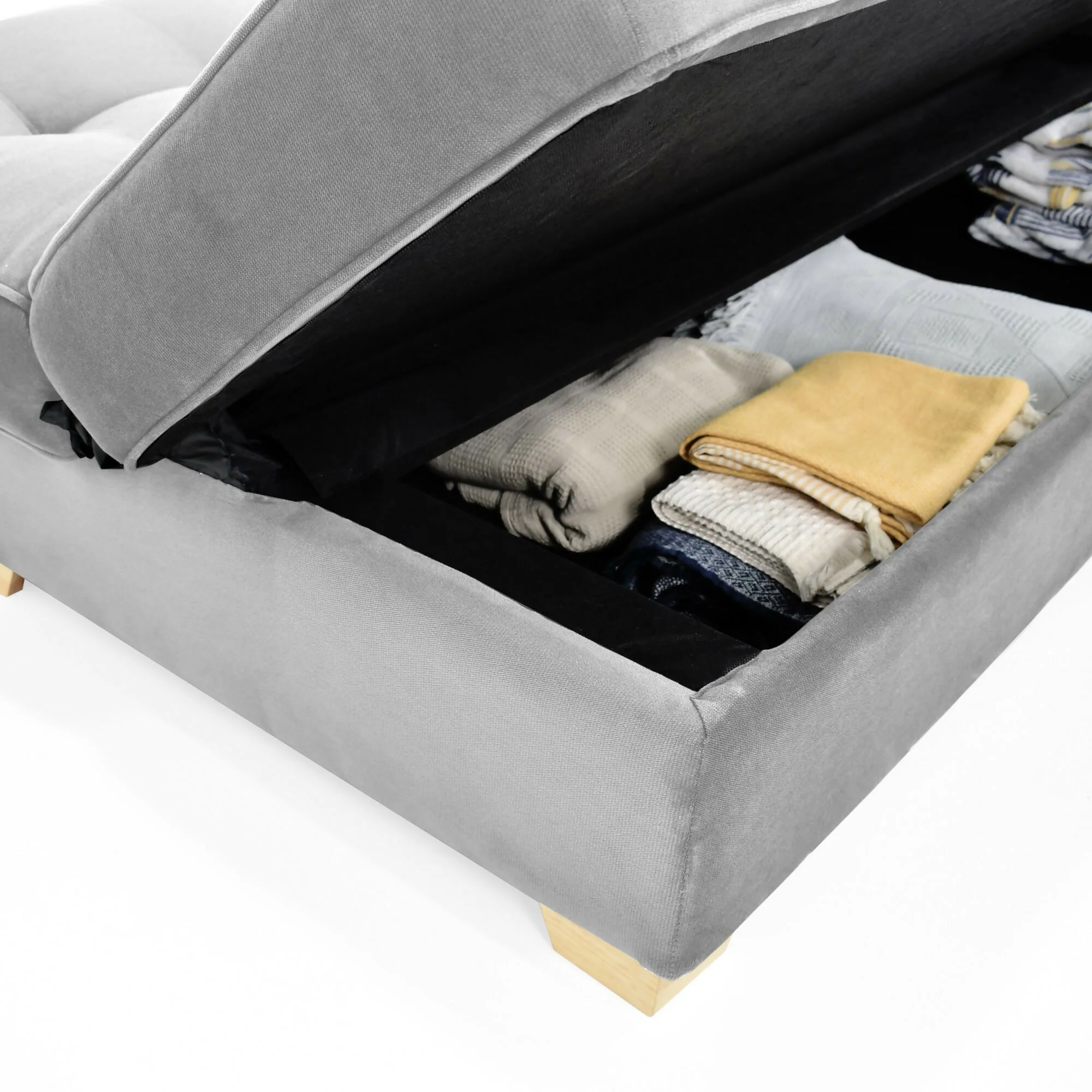 SOFA CAMA CAMBRIDGE 185X90X90 CM CON BAUL TELA PLATA - Image 6