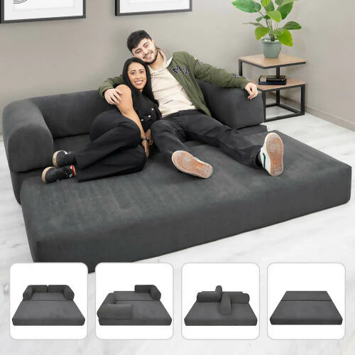 SOFÁ CAMA MIAMI ENROLLADO Y COMPRIMIDO COLOR GRIS OSCURO - Image 2