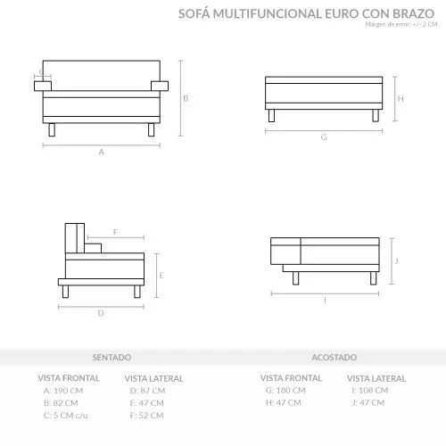 SOFA CAMA MULTIFUNCIONAL EURO 2 PUESTOS CON BRAZOS ANTIFLUIDOS TURQUESA - Image 6