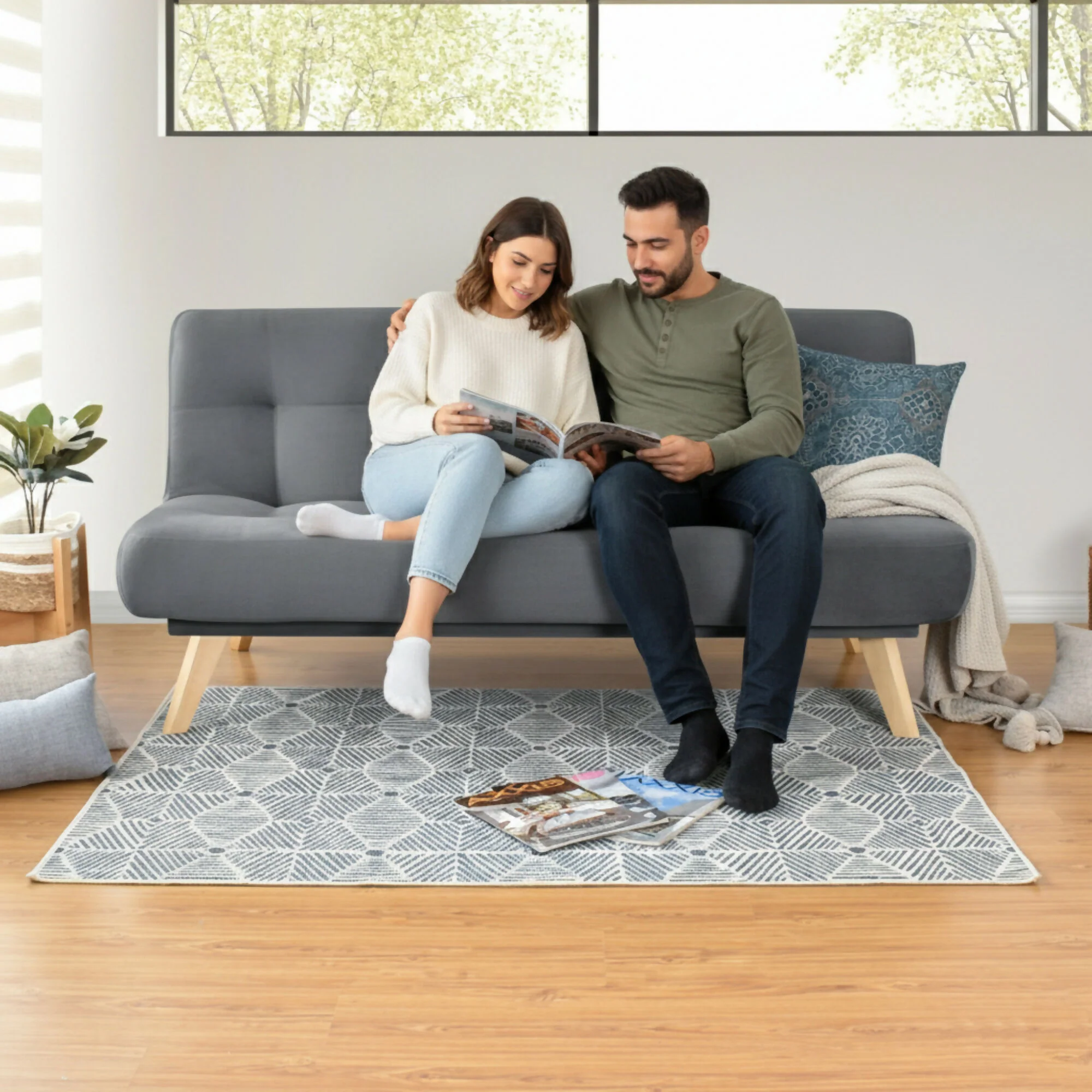 SOFA CAMA RECLINABLE PORTO 182X85X85 TELA GRIS - Image 4