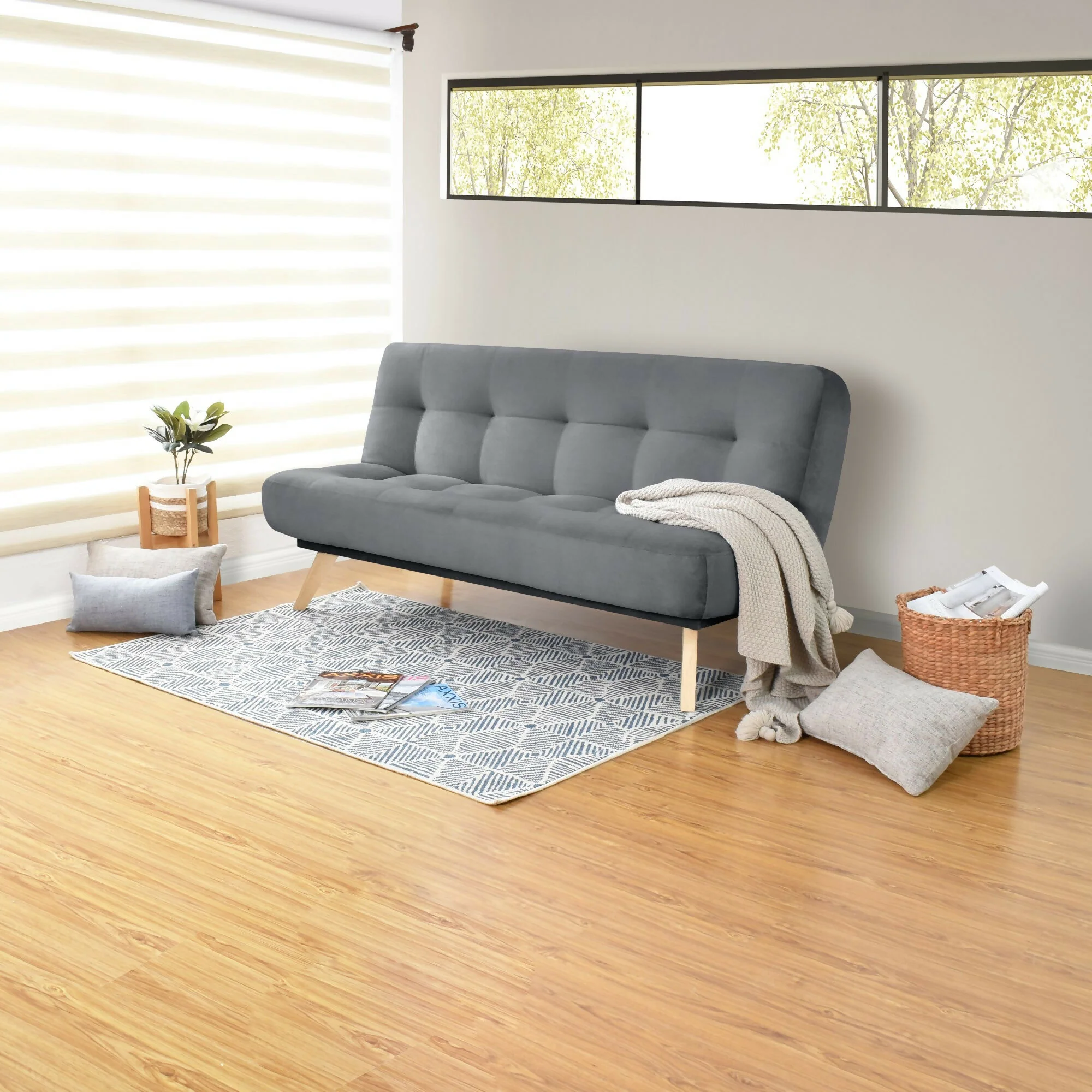 SOFA CAMA RECLINABLE PORTO 182X85X85 TELA GRIS - Image 5
