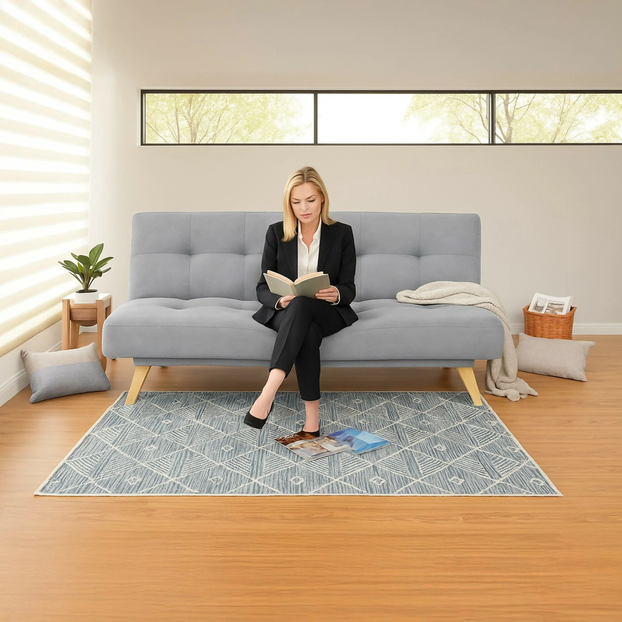 SOFA CAMA RECLINABLE PORTO 182X85X85 TELA PLATA - Image 5