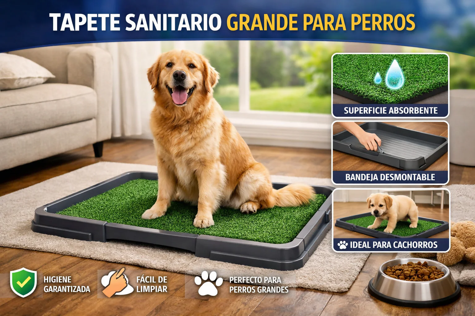 TAPETE SANITARIO GRANDE PARA PERROS CON BANDEJA - Image 2