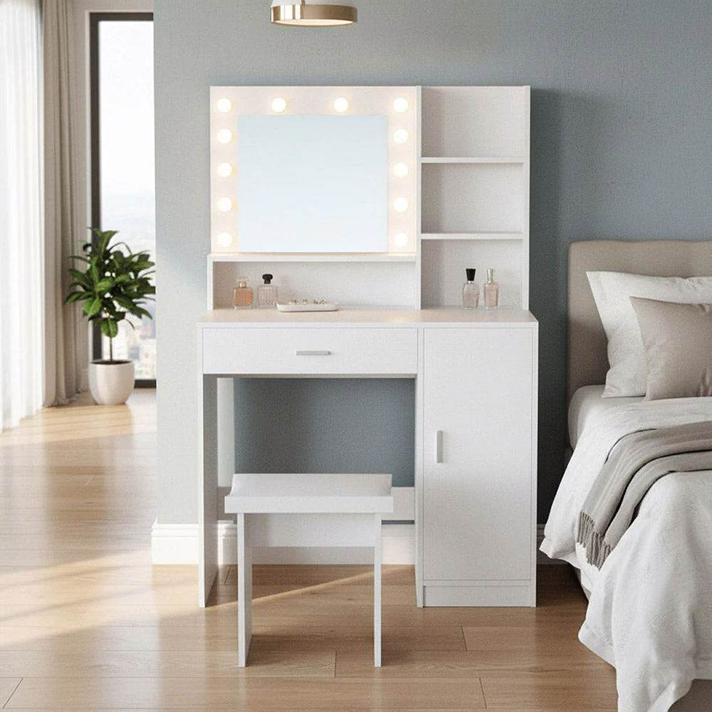 Tocador con Luces Led Aura, Blanco Mate, Incluye la Silla - Image 2