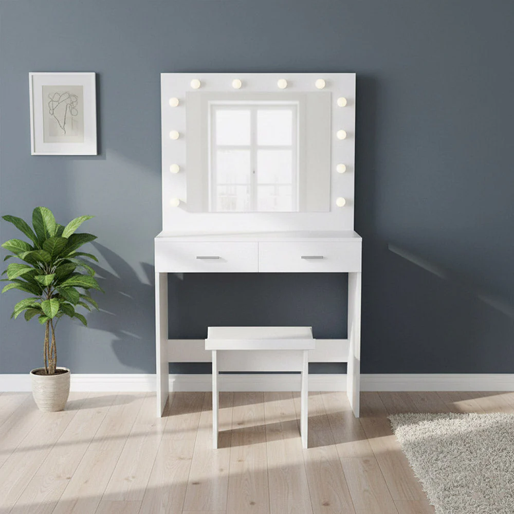 Tocador con Luces Led Bella, Blanco Mate, Incluye la Silla - Image 2