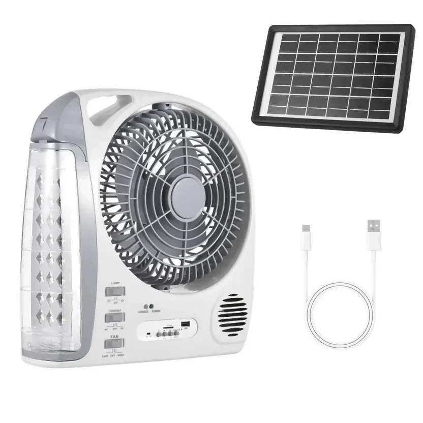 VENTILADOR RECARGABLE MULTIFUNCIONAL CON PANEL SOLAR GD-8028 - Image 5