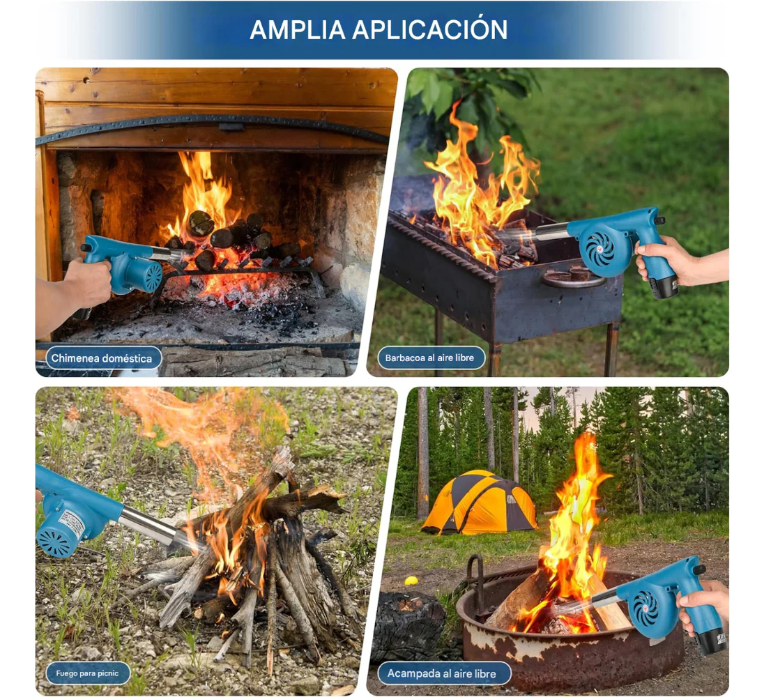 VENTILADOR SOPLADOR RECARGABLE 12V PARA BARBACOA Y PARRILLADAS - Image 2