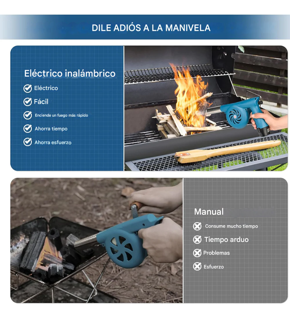 VENTILADOR SOPLADOR RECARGABLE 12V PARA BARBACOA Y PARRILLADAS - Image 5