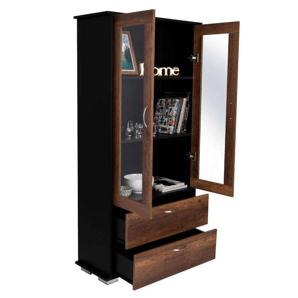 VITRINA CLASIC, WENGUE Y COBRE, CON DOS CAJONES - Image 2